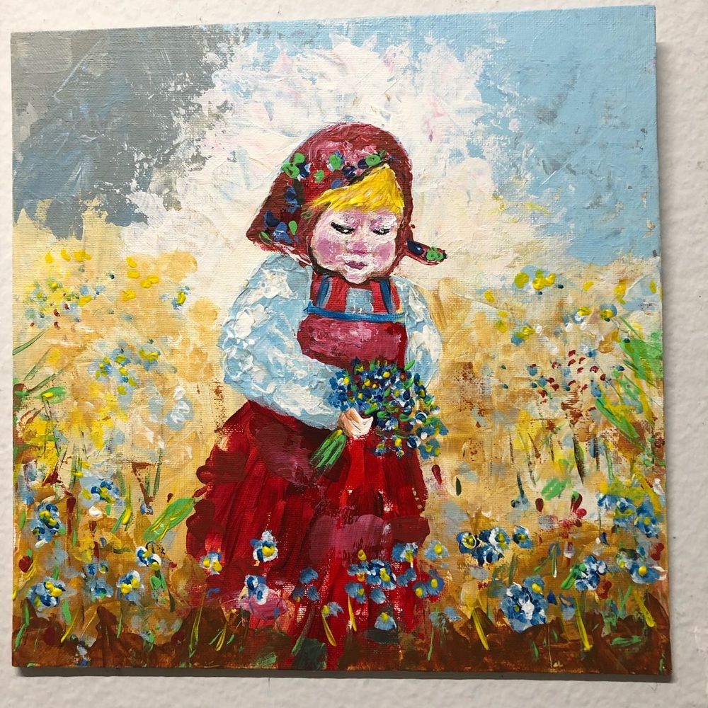 NEW Girl Acrylic Painting by me Size 12x12 inches